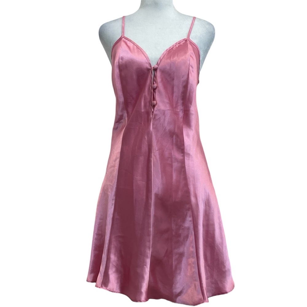 Victoria’s Secret Vintage 80s Pink Satin Knee Length Fit & Flare Slip Nightie